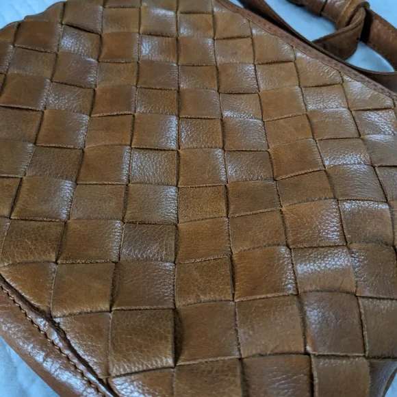 Vilenca Holland Small Brown Woven Leather Crossbody Bag Purse Daily Travel - Picture 15 of 16